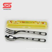 stainless steel fork and spoon camping cutlery set with box